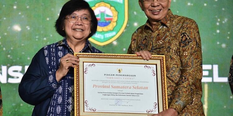 Pemprov Sumsel Tiga Besar Sebagai Provinsi terbaik di Indonesia Dalam Ajang “NIRWASITA TANTRA” atau Penghargaan Green Leadership